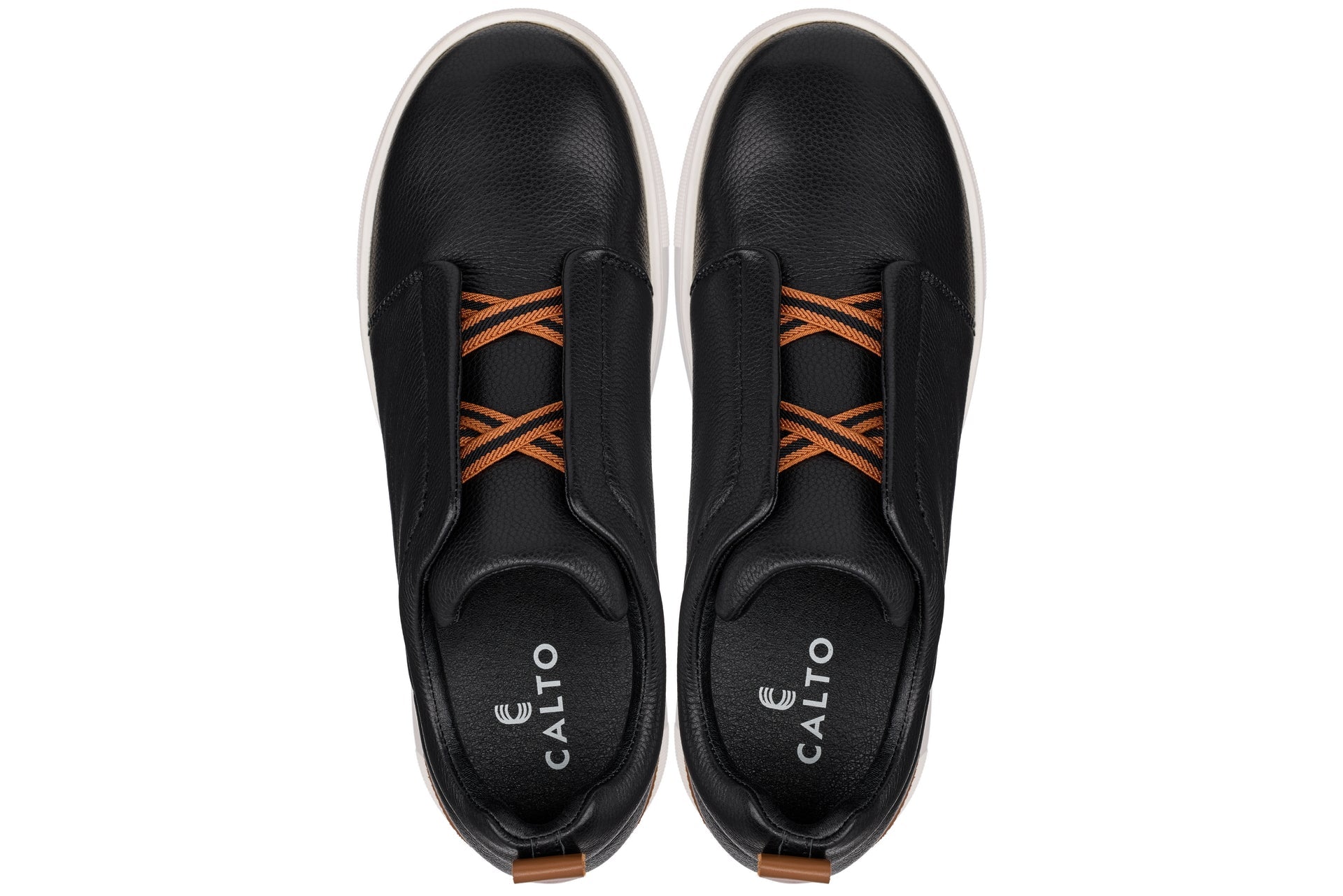 CALTO - J1932 - 2.6 Inches Taller (Black/White Sole) - Slip-On Snoafers