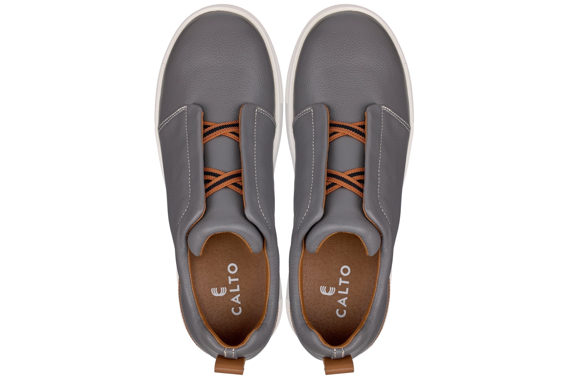 CALTO - J1935 - 2.6 Inches Taller (Grey) - Slip-On Snoafers