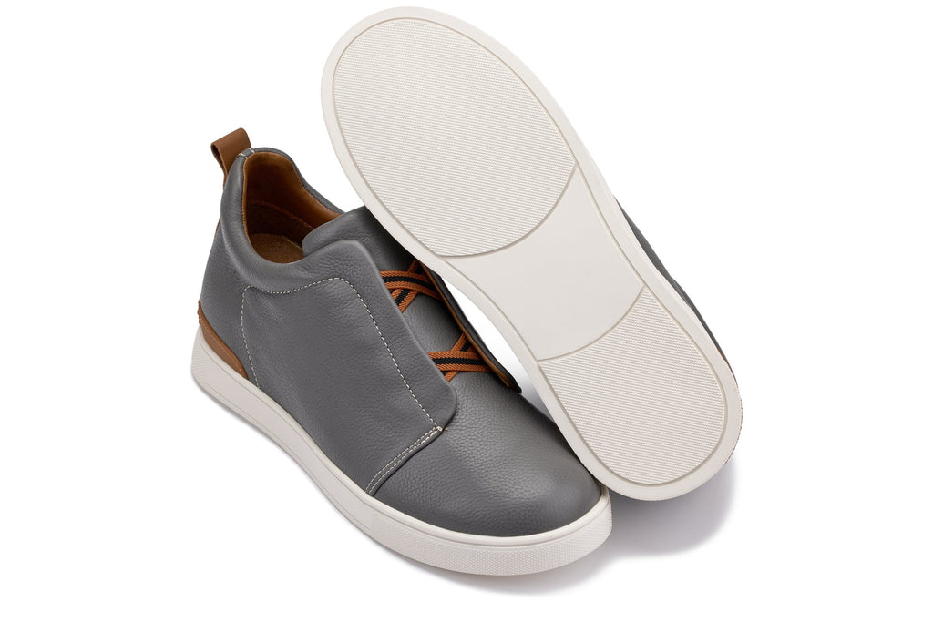 CALTO - J1935 - 2.6 Inches Taller (Grey) - Slip-On Snoafers