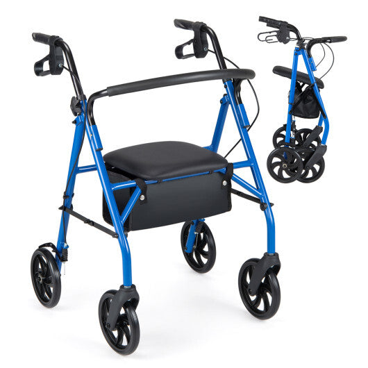 Rollator Walker with Seat and Height Adjustable Handles-Purple