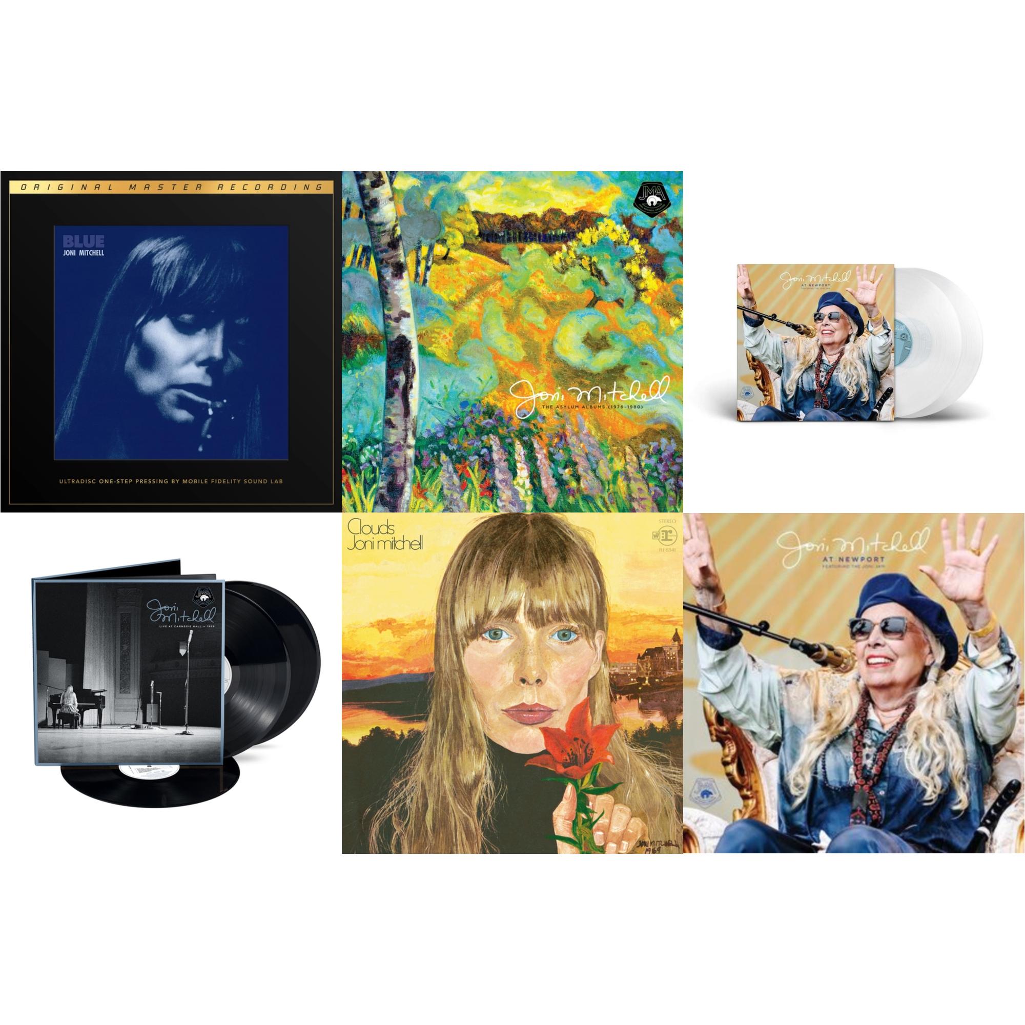 Joni Mitchell - At Newport (2LP/Clear Vinyl) & Asylum Albums (1976-1980) (6LP/180G) & At Newport (2LP) & Clouds & Live At Carnegie Hall 1969 (3LP) & Blue (2LP Box/180G/45RPM Supervinyl Ultradisc One-Step/Limited/Numbered)