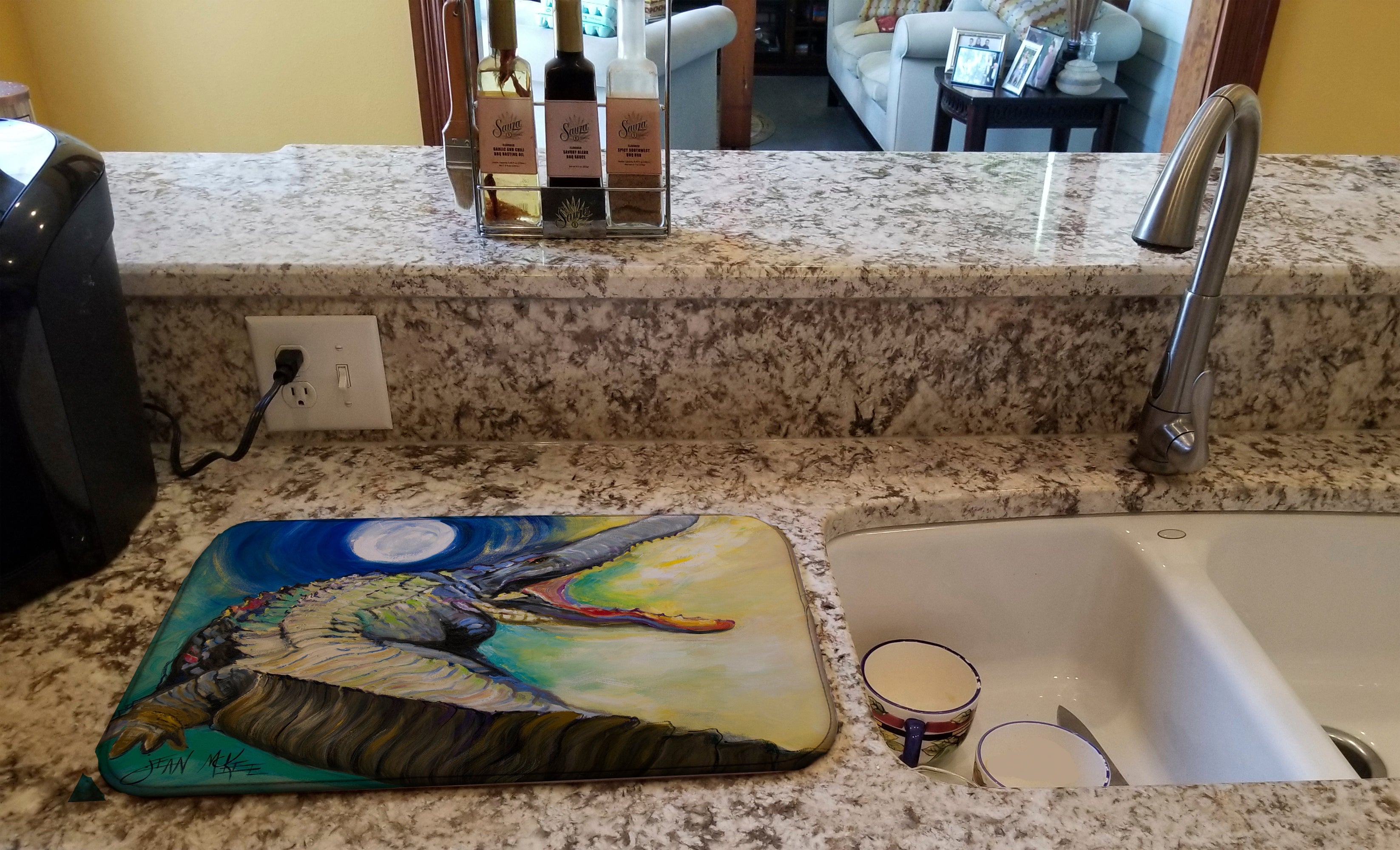 Alligator Dish Drying Mat Absorbent Dish Drying Mat Pad for Kitchen Counter Dish Drainer Mat for Countertop, 14 x 21", Multicolor