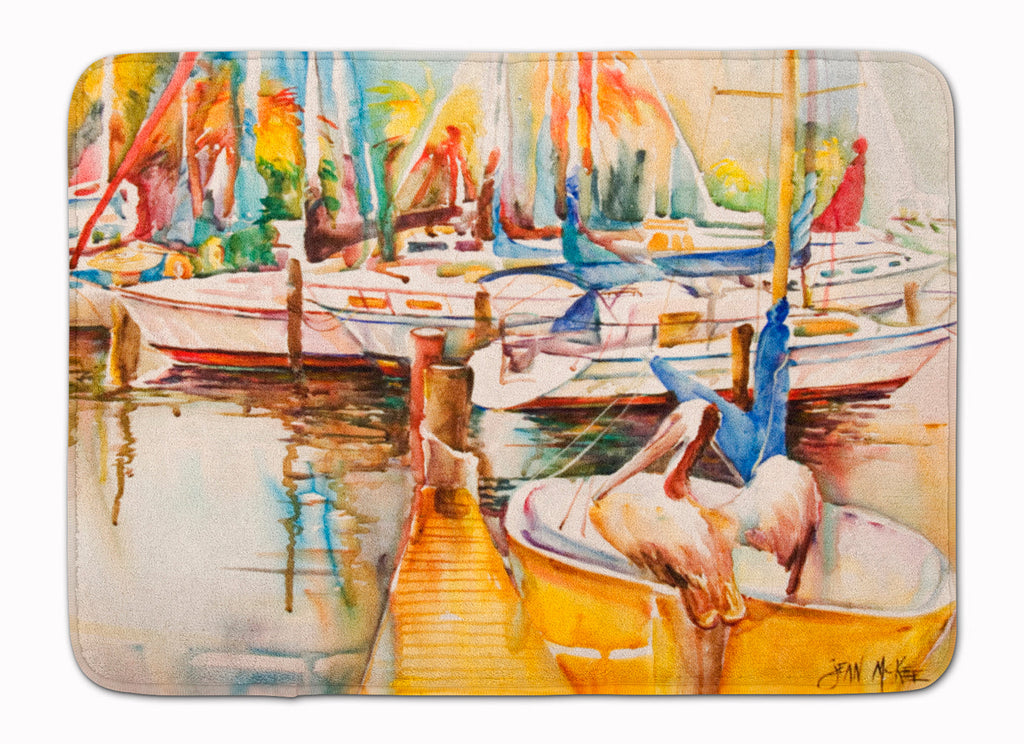 Sailboat with Pelican Golden Days Memory Foam Kitchen Mat Machine Washable Anti-Fatigue Cushion Comfort Bath or Kitchen Rug