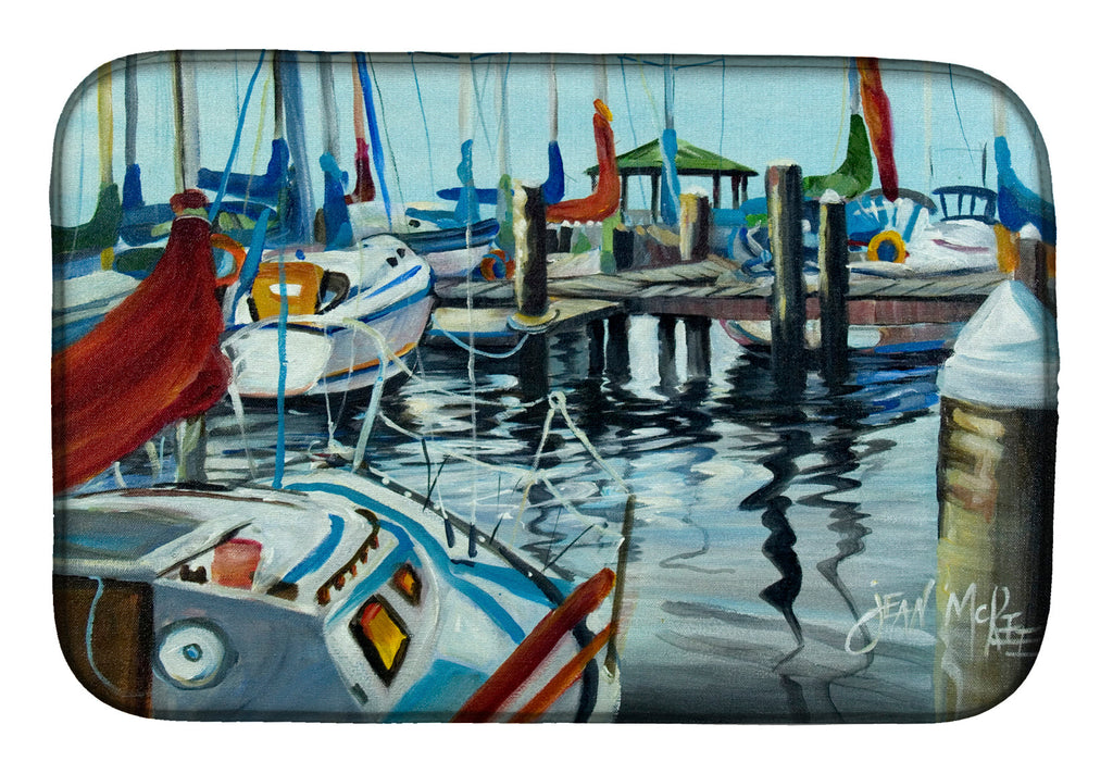 Orange Sail Sailboats Dish Drying Mat Absorbent Dish Drying Mat Pad for Kitchen Counter Dish Drainer Mat for Countertop, 14 x 21", Multicolor