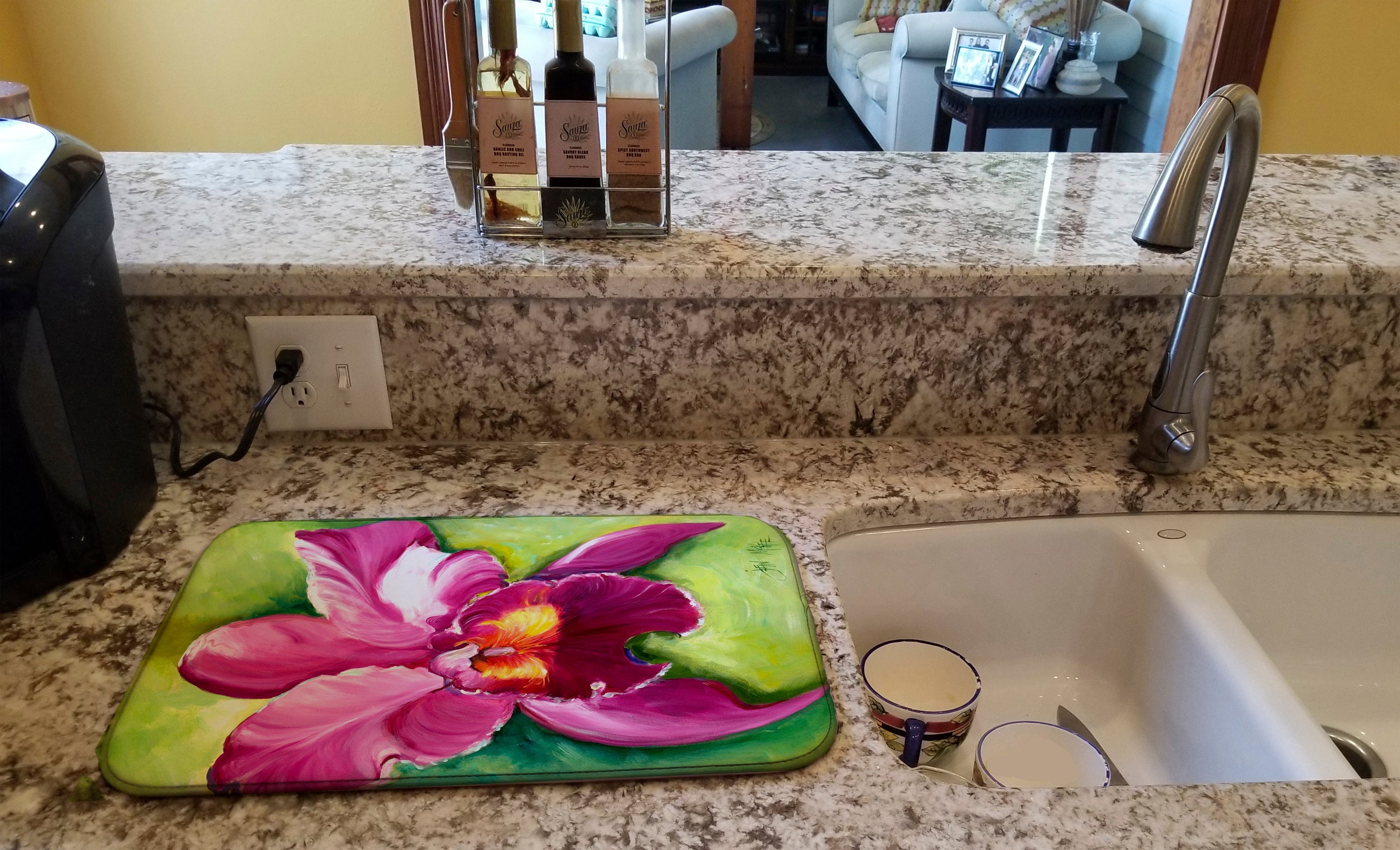 Orchid Dish Drying Mat Absorbent Dish Drying Mat Pad for Kitchen Counter Dish Drainer Mat for Countertop, 14 x 21", Multicolor