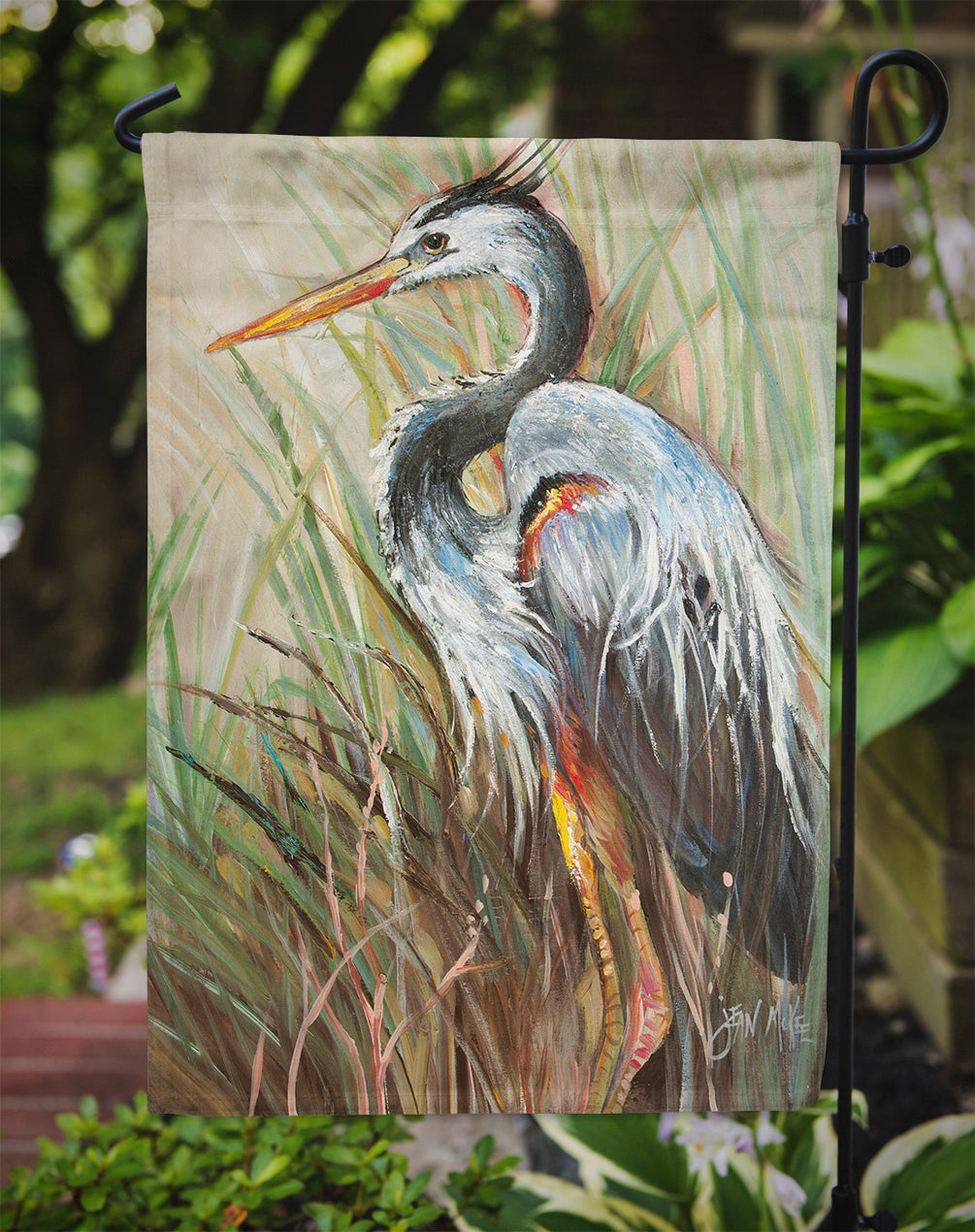 Blue Heron Gazing West Garden Flag Mailbox Decorative Yard Banner Outside Patio Artwork for Flower Beds, Garden Size, Multicolor