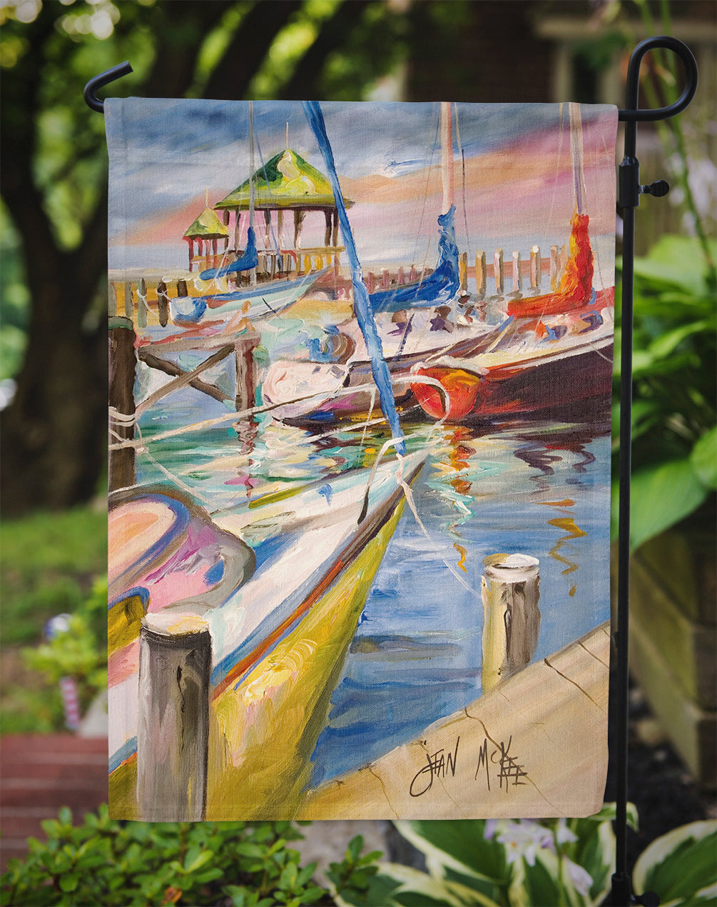 Boat Docks Sailboats Garden Flag Mailbox Decorative Yard Banner Outside Patio Artwork for Flower Beds, Garden Size, Multicolor