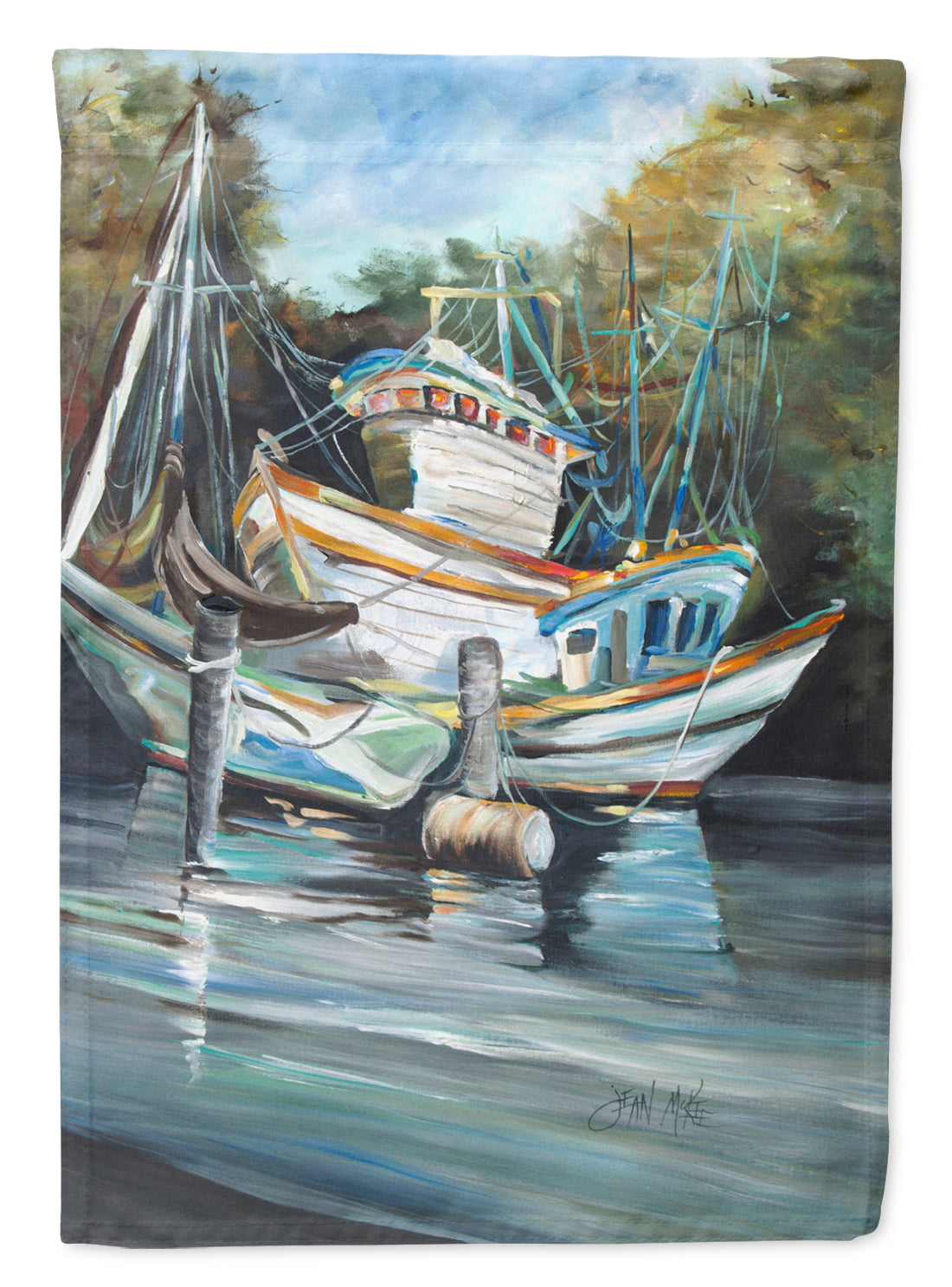 Shrimpers Cove and Shrimp Boats Garden Flag Mailbox Decorative Yard Banner Outside Patio Artwork for Flower Beds, Garden Size, Multicolor