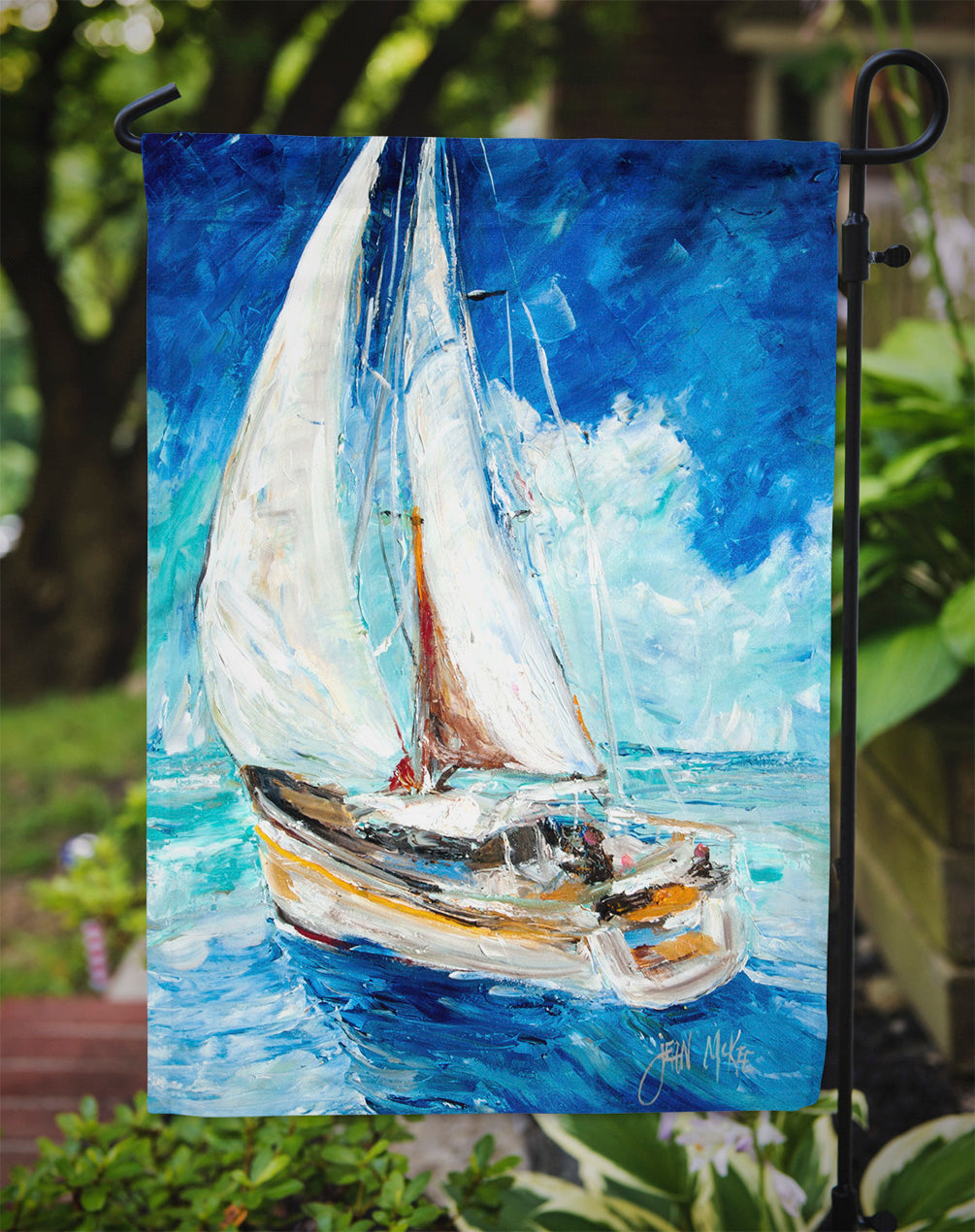 Sailboats in Blue Garden Flag Mailbox Decorative Yard Banner Outside Patio Artwork for Flower Beds, Garden Size, Multicolor