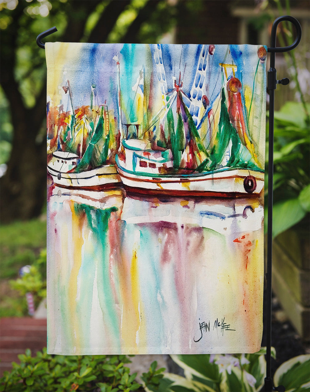 Ocean Springs Shrimp Boats Garden Flag Mailbox Decorative Yard Banner Outside Patio Artwork for Flower Beds, Garden Size, Multicolor