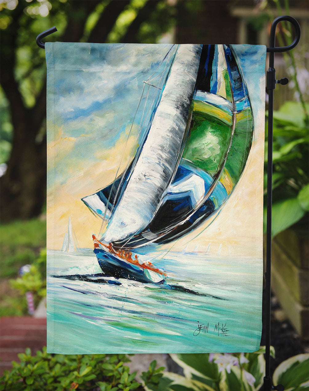 Cruising the Coast Sailboats Garden Flag Mailbox Decorative Yard Banner Outside Patio Artwork for Flower Beds, Garden Size, Multicolor