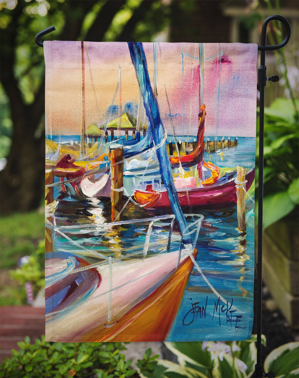 Purple Sailboats Garden Flag Mailbox Decorative Yard Banner Outside Patio Artwork for Flower Beds, Garden Size, Multicolor