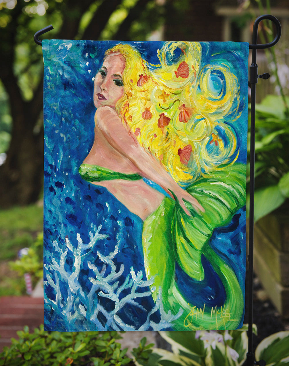 Blonde Mermaid Garden Flag Mailbox Decorative Yard Banner Outside Patio Artwork for Flower Beds, Garden Size, Multicolor