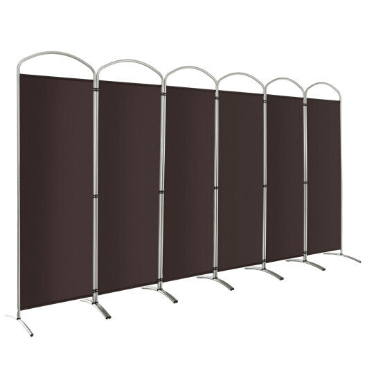 6 Feet 6-Panels Freestanding Folding Privacy Screen-Black