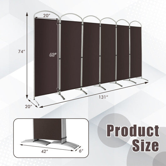 6 Feet 6-Panels Freestanding Folding Privacy Screen-Black