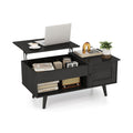 Lift Top Coffee Table with Storage and Hidden Compartment-Natural