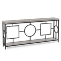 2-Tier Faux Marble Top Console Table with Storage Shelf for Hallway-Rustic Brown