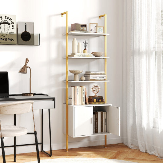 72.5 Inch Tall Bookshelf with Cabinet Anti-Tipping Kits and Metal Frame-Black