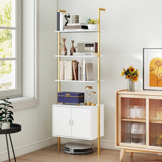 72.5 Inch Tall Bookshelf with Cabinet Anti-Tipping Kits and Metal Frame-Black
