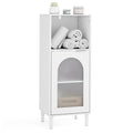 Bathroom Floor Cabinet Wood Side Storage Organizer with Adjustable Shelf-Black