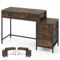Computer Desk with 5 Drawers and Printer Stand for Bedroom and Small Spaces-Rustic Brown