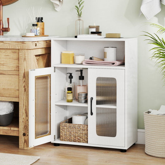 Bathroom Cabinet Freestanding Cabinet with 2 Doors and 3-Level Adjustable Shelf-White