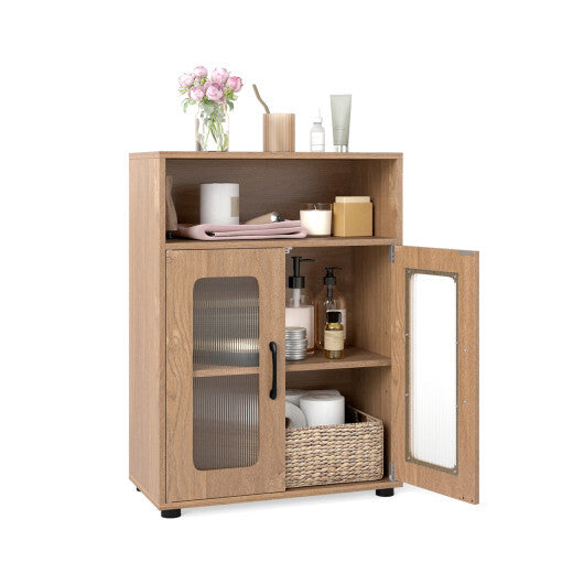 Bathroom Cabinet Freestanding Cabinet with 2 Doors and 3-Level Adjustable Shelf-White