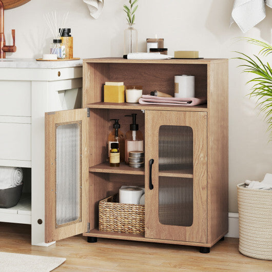 Bathroom Cabinet Freestanding Cabinet with 2 Doors and 3-Level Adjustable Shelf-White