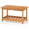 Patio Acacia Wood Coffee Table 2-Tier Rectangular Center Table