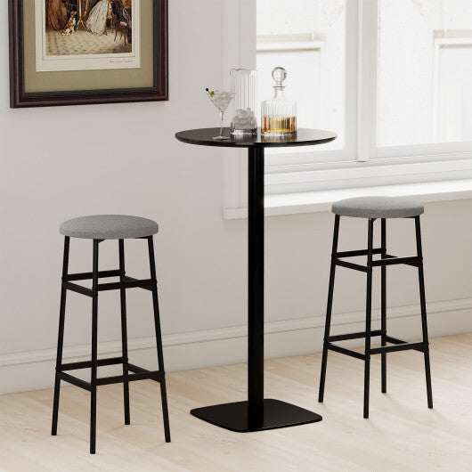 Bar Stools Set of 2 with Sturdy Metal Frame and Footrest-White