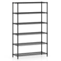 6-Tier Metal Storage Shelving Unit with V-Shaped Wire Rack for Home Garage-Black
