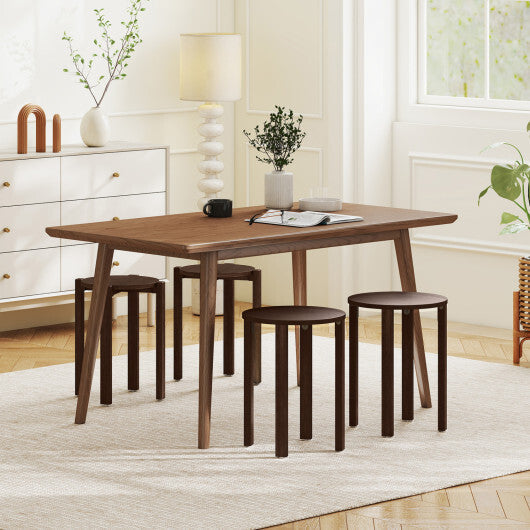 Round Portable Wood Nesting Stools with Locking Casters-Natural