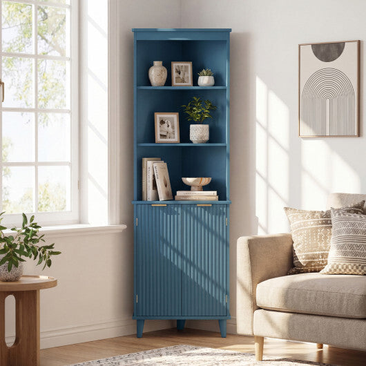 68 Inch Tall Bathroom Floor Storage Cabinet with Fluted Doors-White