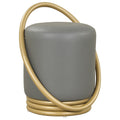 Round Vanity Stool Faux Leather Makeup Chair with Gold Halo Design-Grey