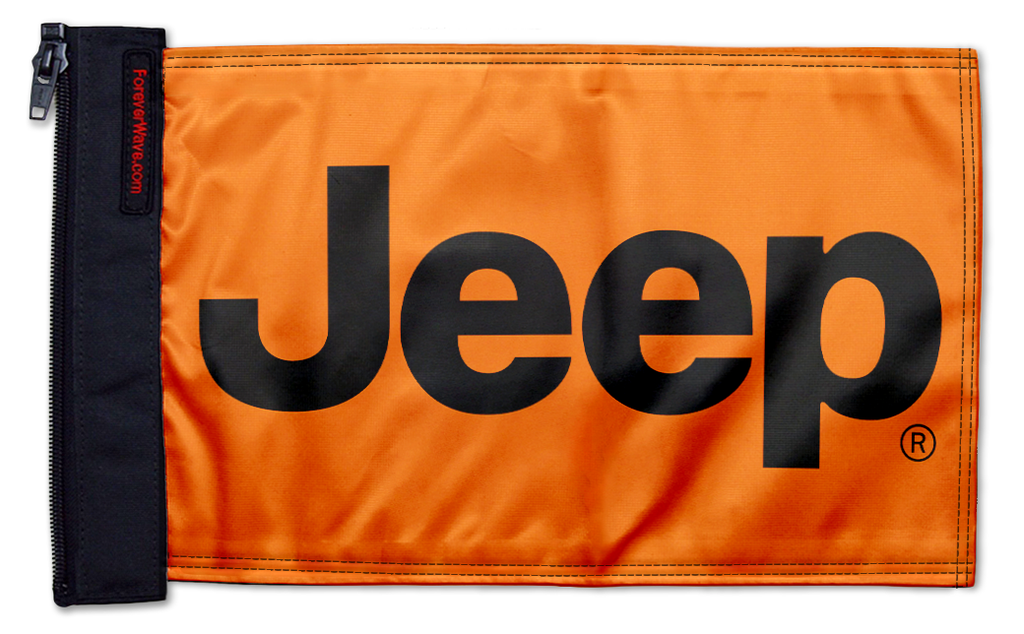Jeep Safety Orange SQ12"x18" Forever Wave Flag for Jeep Wrangler CJ-7 and CJ-8 1976-1986