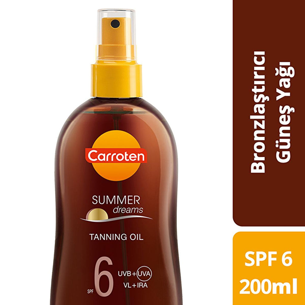 Carroten Summer Dreams: Deep Tanning SPF 6 Oil Spray - Vegan, UVB/UVA/IRA Protection, Tanning Accelerator, Coconut Scent - Bronzing & Moisturizing