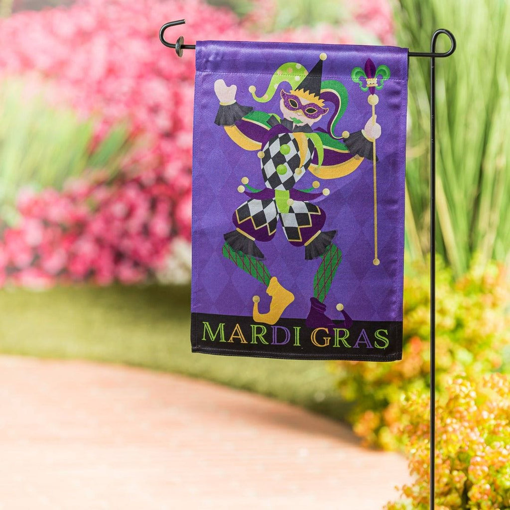 Jester Mardi Gras Garden Flag 2 Sided
