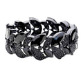Rhinestone Pave Marquise Stone Leaf Stretch Evening Bracelet
