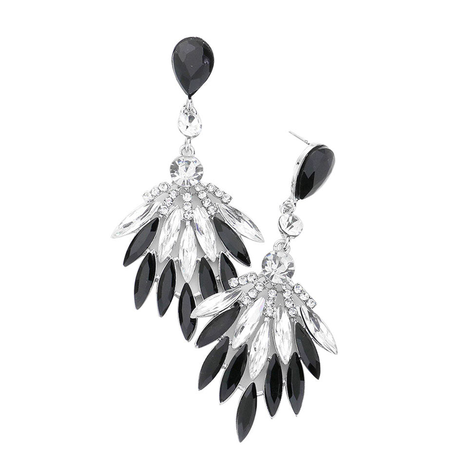 Trendy Marquise Stone Cluster Evening Earrings