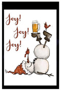 Joy Joy Joy Snowman Christmas Garden Flag 2 Sided Winter Beer Garden