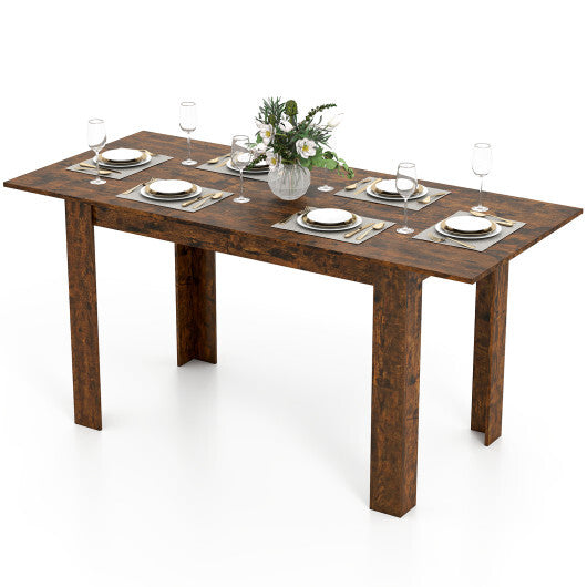 Extendable Dining Table for 4-8 People 47"-62" Large Rectangular Kitchen Table-Black