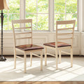 PU Leather Upholstered Armless Wooden Dining Chair Set of 2-White