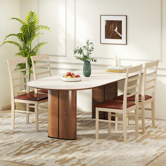PU Leather Upholstered Armless Wooden Dining Chair Set of 2-White