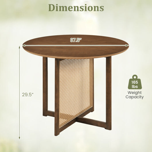 37.5 Inch Round Dining Table with Cross Pedestal Base-Walnut