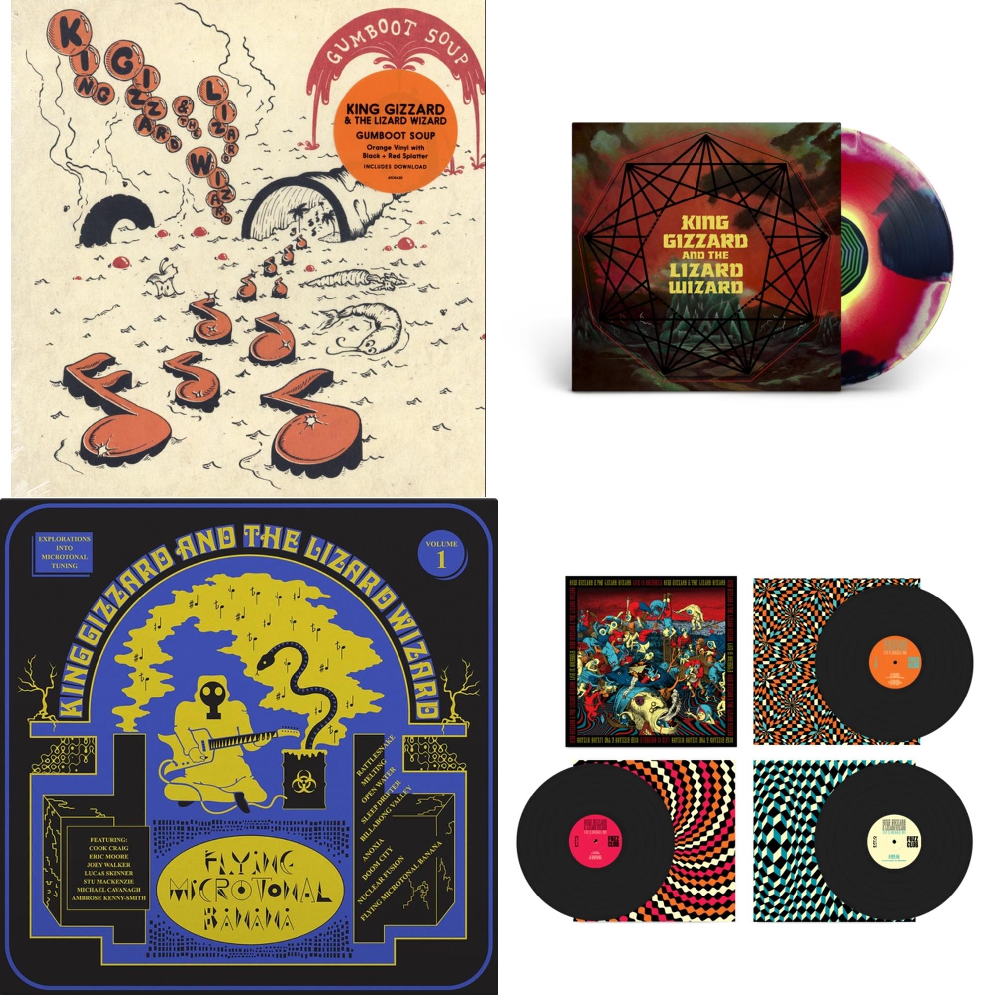 Live In Brussels '19 (Fuzz Club Official Bootleg) & Gumboot Soup & Nonagon Infinity (Yellow/Red/Black LP Vinyl) & Flying Microtonal Banana (Randomly Colored Recycled LP Vinyl)