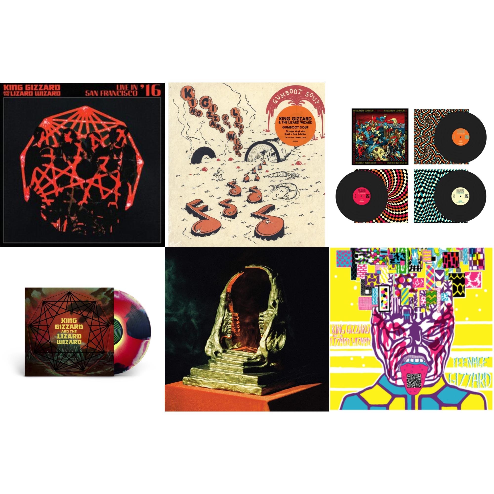 King Gizzard & The Lizard Wizard - Live In Brussels '19 (Fuzz Club Official Bootleg) & Teenage Gizzard (Fuzz Club Official Bootleg) (Deluxe Edition) & Gumboot Soup & Infest The Rats' Nest (Red/Black LP Vinyl) & Nonagon Infinity (Yellow/Red/Black LP