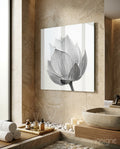 Silver Lotus Blossom Glass Wall Art