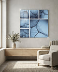 Blue Dandelion Seed Panels Glass Wall Art
