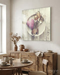 Gingham Heart And Silver Cutlery Glass Wall Art