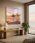 Pink Sunset Pavilion Dock Glass Wall Art